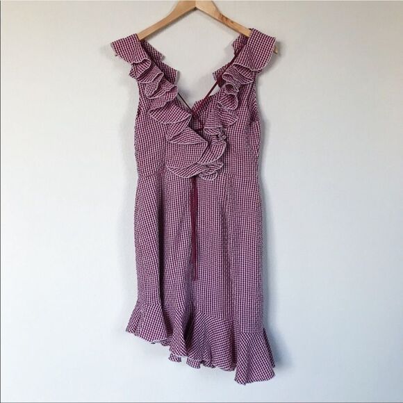 WAYF Gingham Mini Ruffle Hem Dress Medium NWOT - Picture 5 of 7